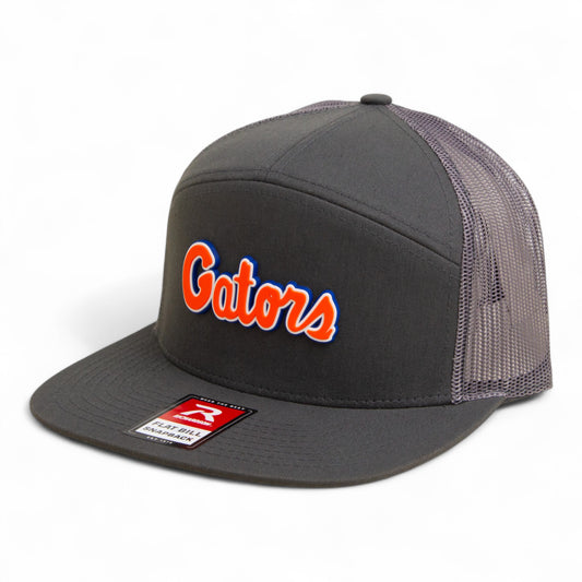 Florida Gators Script Orange 3D Snapback Seven-Panel Flat Bill Trucker Hat- Charcoal