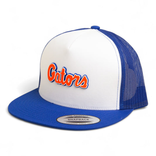 Florida Gators Script Orange 3D YP Snapback Flat Bill Trucker Hat- White/ Royal