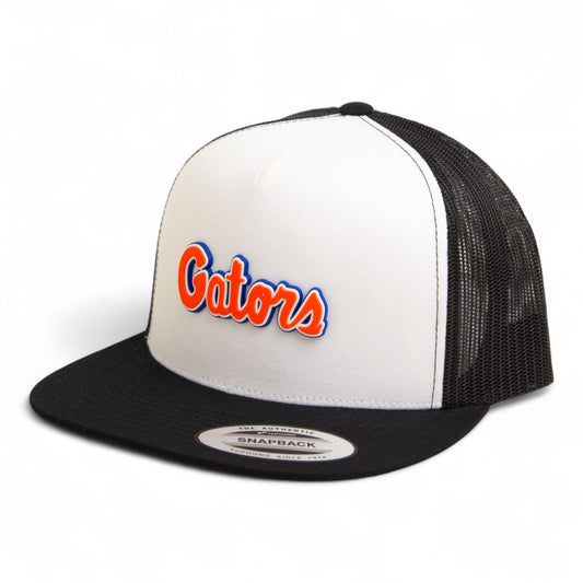 Florida Gators Script Orange 3D YP Snapback Flat Bill Trucker Hat- White/ Black