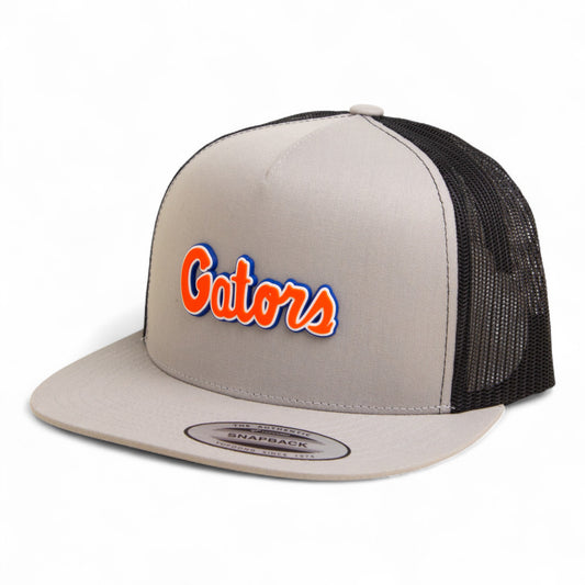 Florida Gators Script Orange 3D YP Snapback Flat Bill Trucker Hat- Silver/ Black