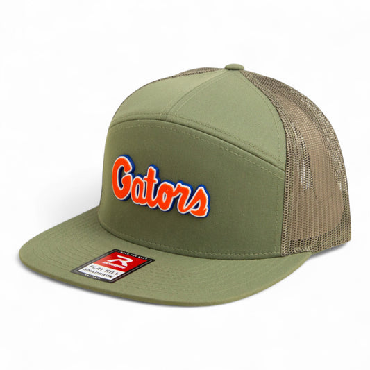 Florida Gators Script Orange 3D Snapback Seven-Panel Flat Bill Trucker Hat- Loden Green