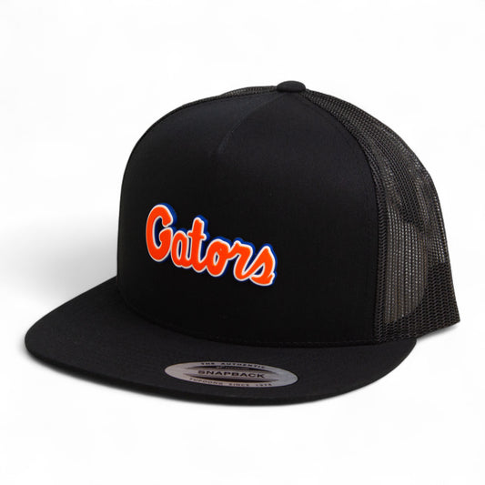 Florida Gators Script Orange 3D YP Snapback Flat Bill Trucker Hat- Black