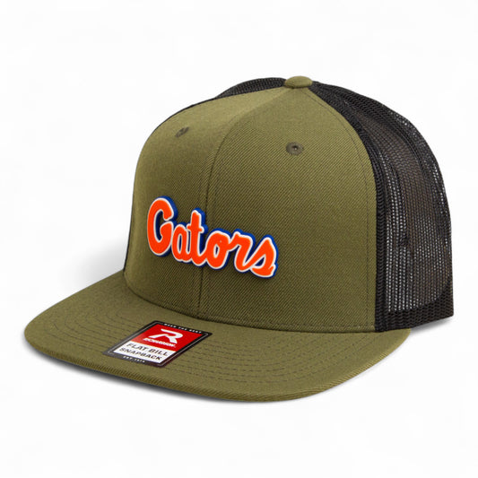 Florida Gators Script Orange 3D Wool Blend Flat Bill Hat- Loden/ Black