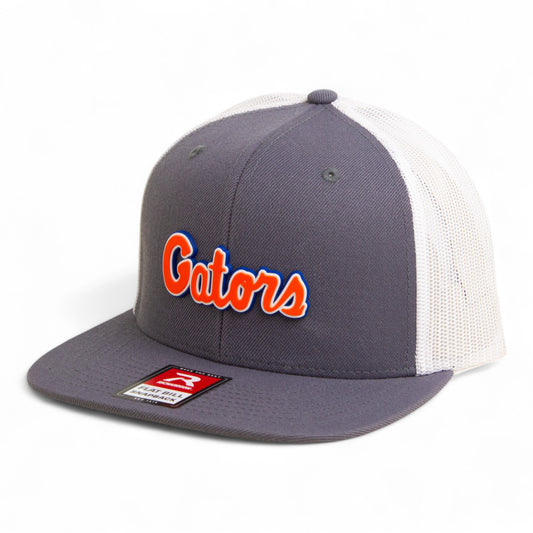 Florida Gators Script Orange 3D Wool Blend Flat Bill Hat- Charcoal/ White
