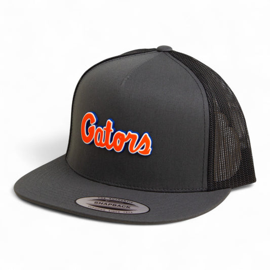 Florida Gators Script Orange 3D YP Snapback Flat Bill Trucker Hat- Charcoal/ Black