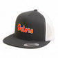 Florida Gators Script Orange 3D YP Snapback Flat Bill Trucker Hat- Charcoal/ White