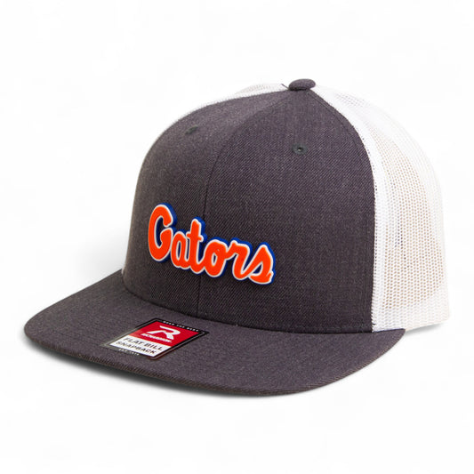 Florida Gators Script Orange 3D Wool Blend Flat Bill Hat- Heather Charcoal/ White