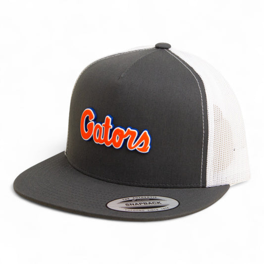 Florida Gators Script Orange 3D YP Snapback Flat Bill Trucker Hat- Charcoal/ White