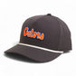 Florida Gators Script Orange 3D Five Panel Classic Rope Hat- Charcoal/ White