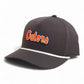 Florida Gators Script Orange 3D Five Panel Classic Rope Hat- Charcoal/ White