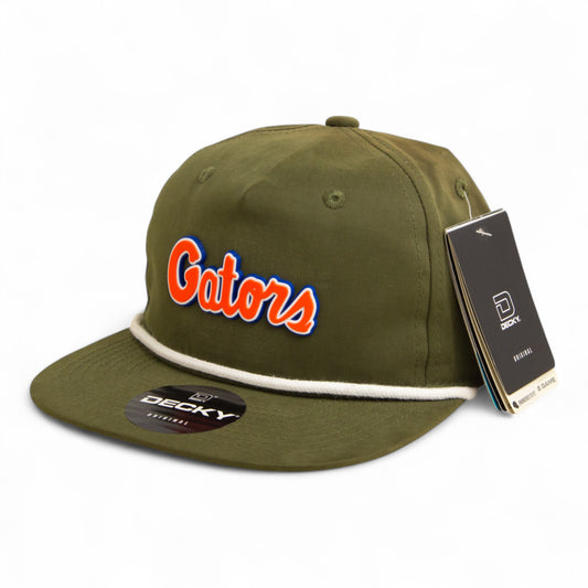 Florida Gators Script Orange 3D Classic Rope Hat- Olive/ White