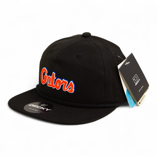 Florida Gators Script Orange 3D Perforated Rope Hat- Black