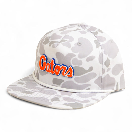 Florida Gators Script Orange 3D Umpqua Rope Hat- Blizzard Duck Camo/ White
