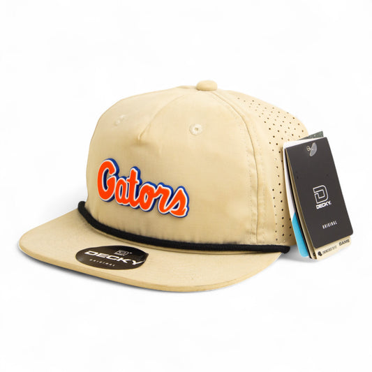 Florida Gators Script Orange 3D Perforated Rope Hat- Birch/ Black