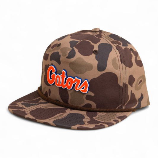 Florida Gators Script Orange 3D Umpqua Rope Hat- Bark Duck Camo/ Brown