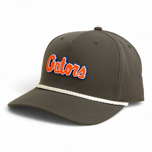 Florida Gators Script Orange 3D Five Panel Classic Rope Hat- Dark Olive Green/ White