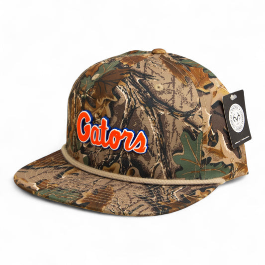 Florida Gators Script Orange 3D Umpqua Rope Hat- Realtree Advantage/ Khaki