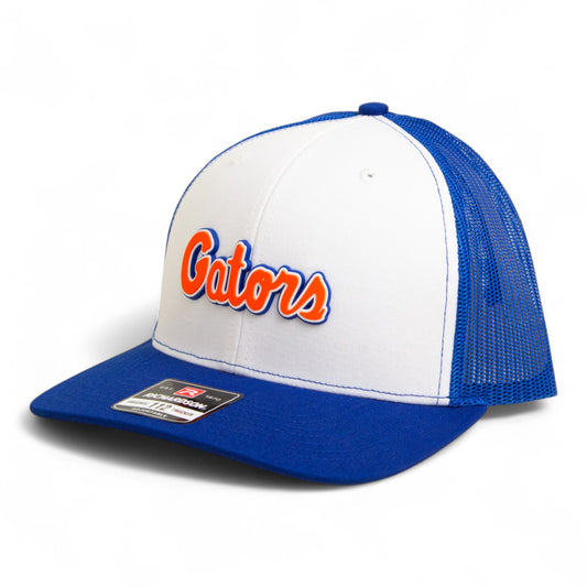 Florida Gators Script Orange 3D Snapback Trucker Hat- White/ Royal