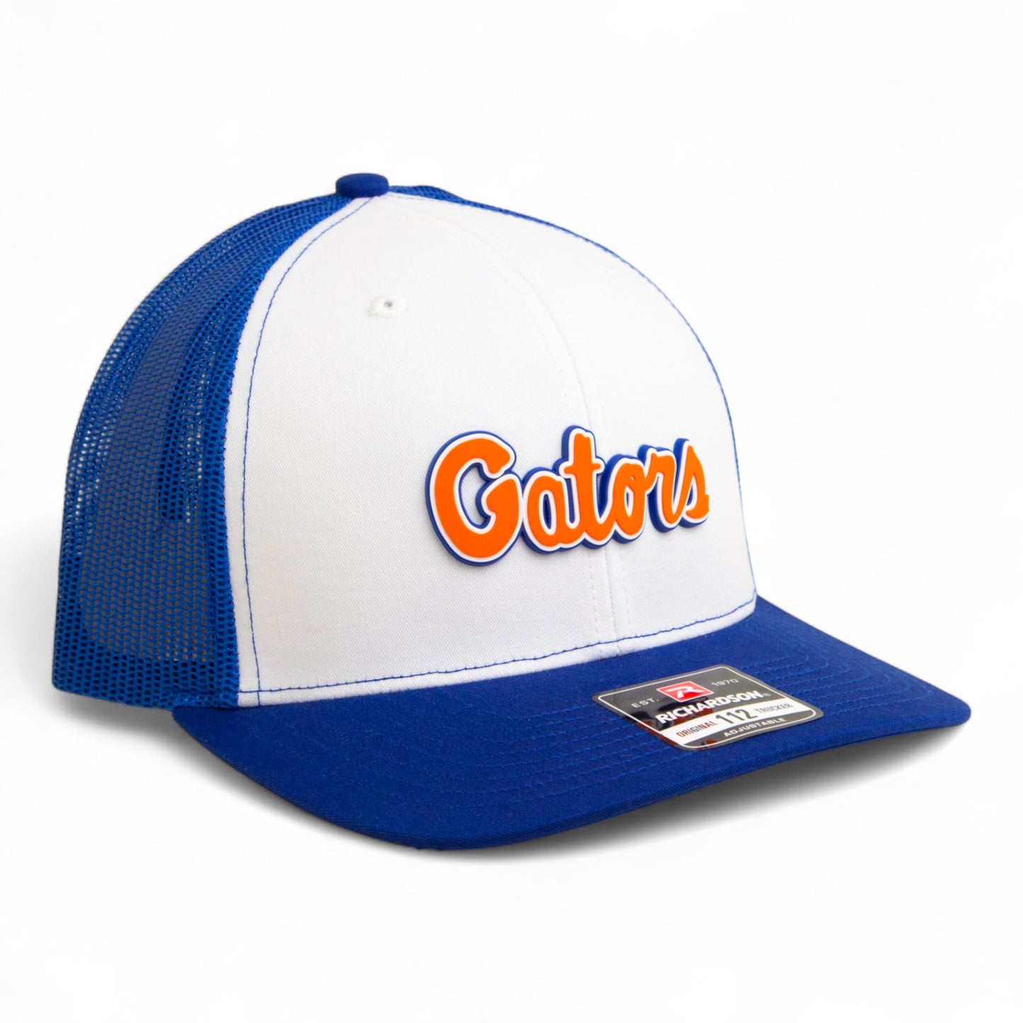 Florida Gators Script Orange 3D Snapback Trucker Hat- White/ Royal