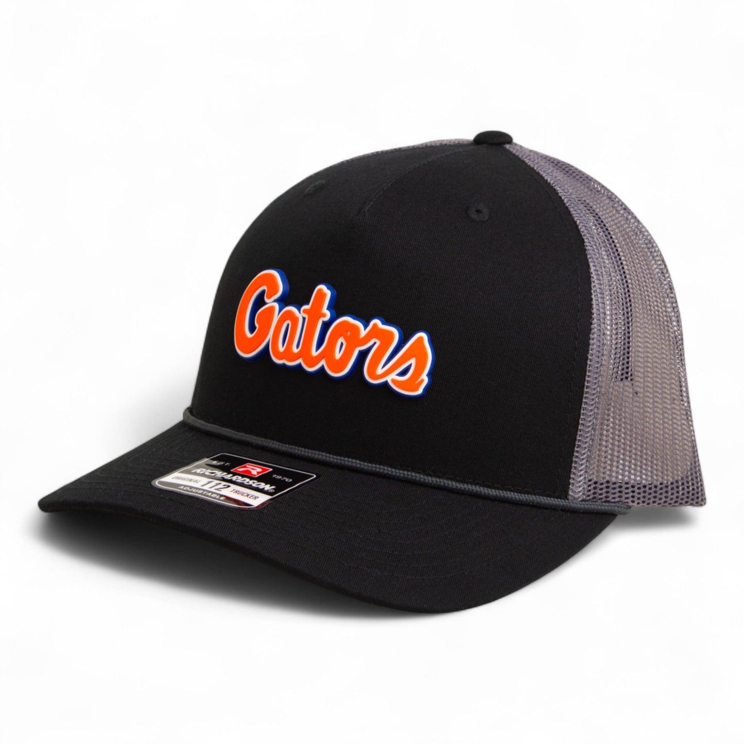 Florida Gators Script Orange 3D Snapback Trucker Rope Hat- Black/ Charcoal