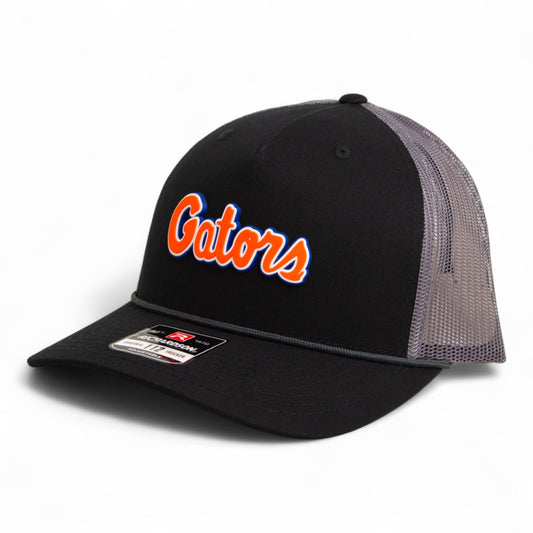 Florida Gators Script Orange 3D Snapback Trucker Rope Hat- Black/ Charcoal