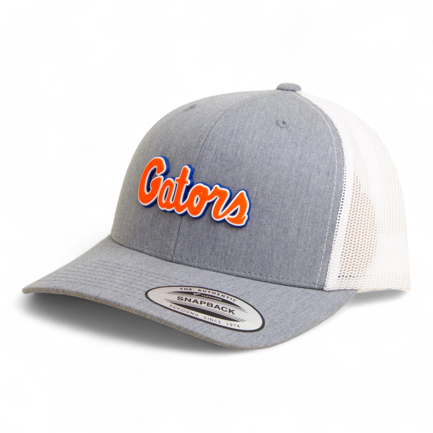 Florida Gators Script Orange 3D YP Snapback Trucker Hat- Heather Grey/ White