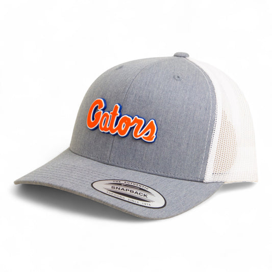 Florida Gators Script Orange 3D YP Snapback Trucker Hat- Heather Grey/ White