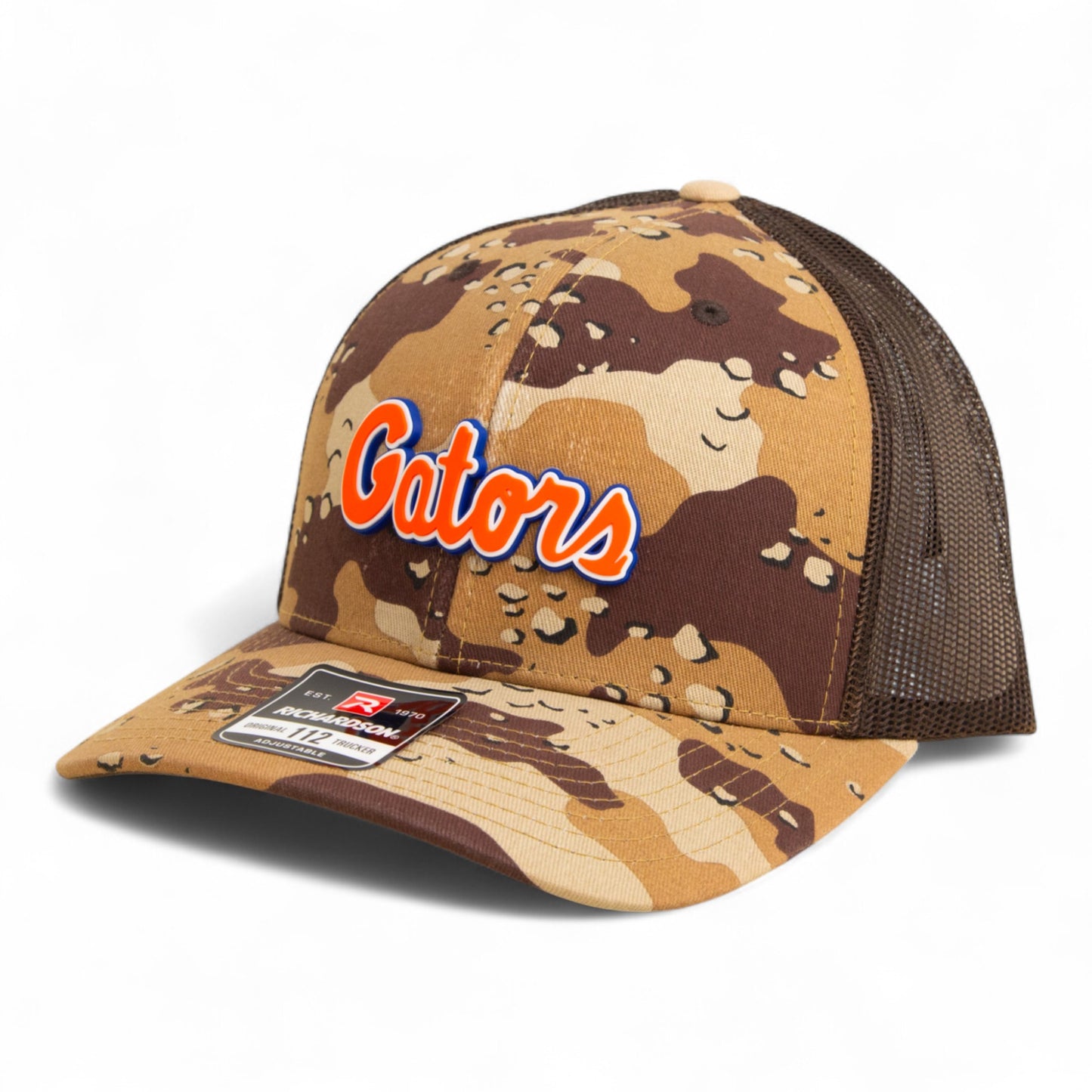 Florida Gators Script Orange 3D Snapback Trucker Hat- Desert Camo/ Brown
