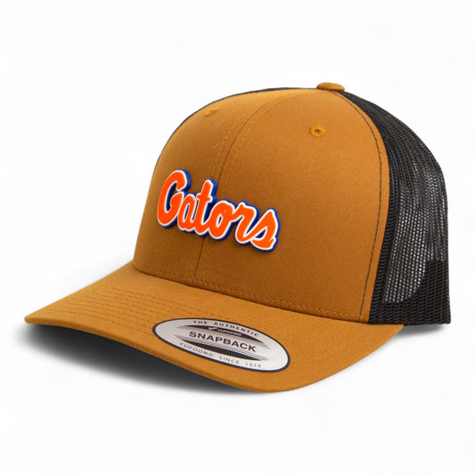 Florida Gators Script Orange 3D YP Snapback Trucker Hat- Caramel/ Black