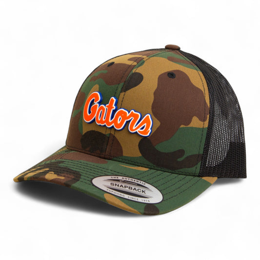 Florida Gators Script Orange 3D YP Snapback Trucker Hat- Army Camo/ Black