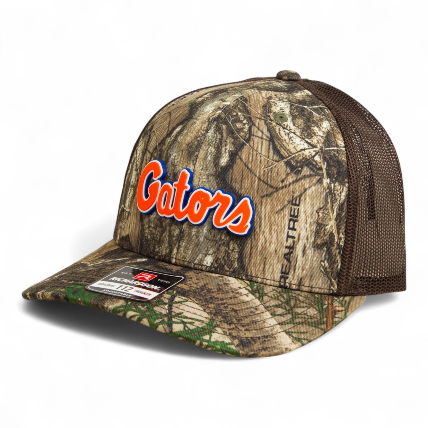 Florida Gators Script Orange 3D Snapback Trucker Hat- Realtree Edge/ Brown