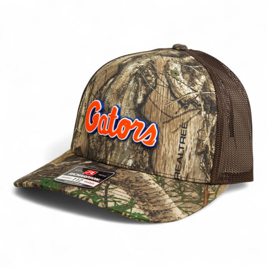 Florida Gators Script Orange 3D Snapback Trucker Hat- Realtree Edge/ Brown