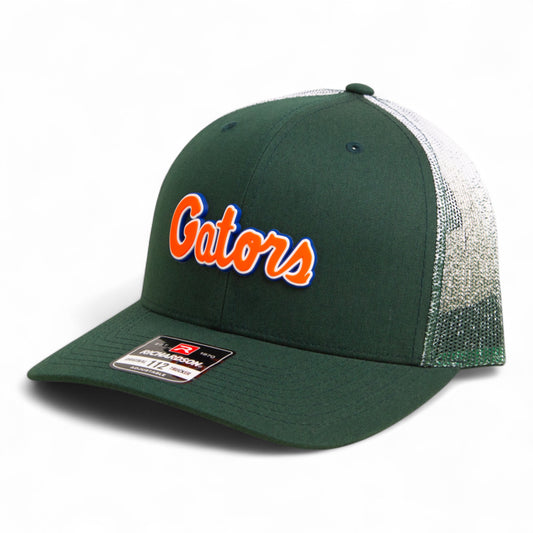 Florida Gators Script Orange 3D Snapback Trucker Hat- Dark Green Fade