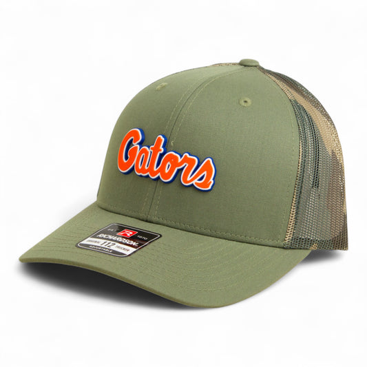 Florida Gators Script Orange 3D Snapback Trucker Hat- Loden/ Green Camo