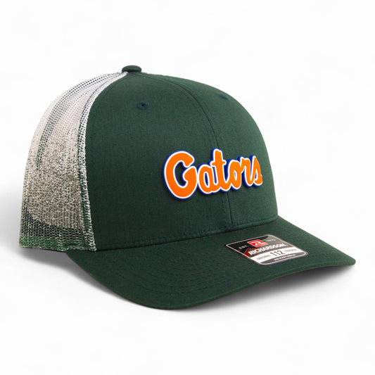 Florida Gators Script Orange 3D Snapback Trucker Hat- Dark Green Fade