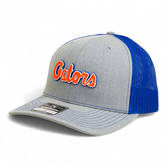 Florida Gators Script Orange 3D Snapback Trucker Hat- Heather Grey/ Royal
