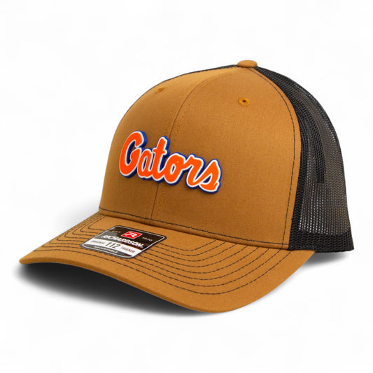 Florida Gators Script Orange 3D Snapback Trucker Hat- Caramel/ Black