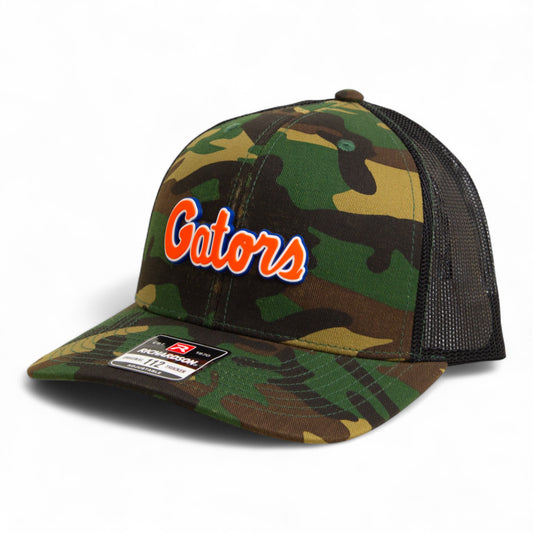 Florida Gators Script Orange 3D Snapback Trucker Hat- Army Camo/ Black