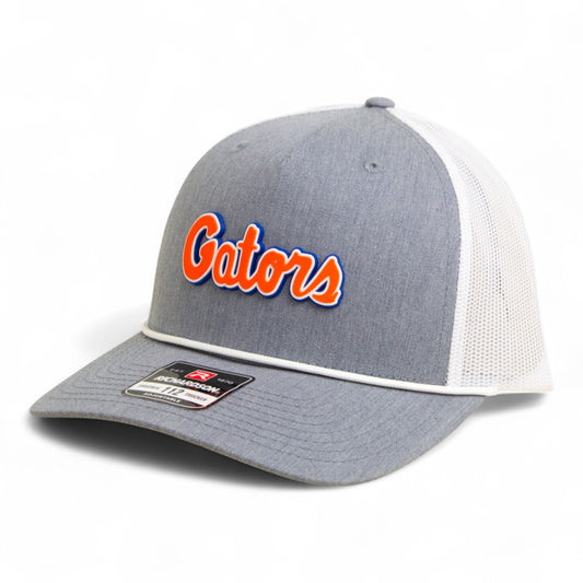 Florida Gators Script Orange 3D Snapback Trucker Rope Hat- Heather Grey/ White