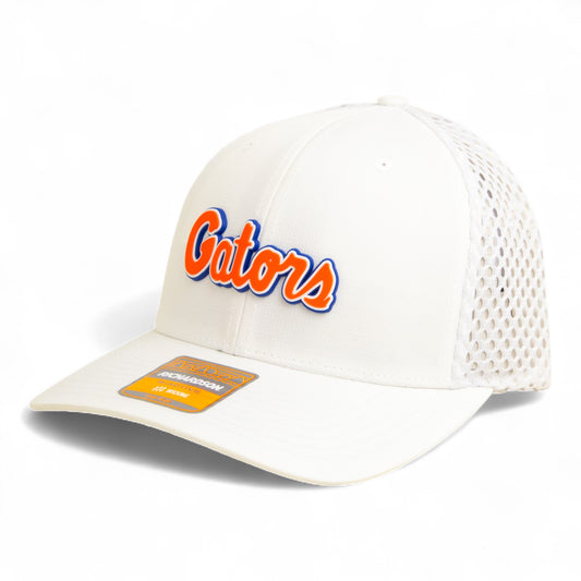 Florida Gators Script Orange 3D Snapback Tilikum Trucker Hat- White