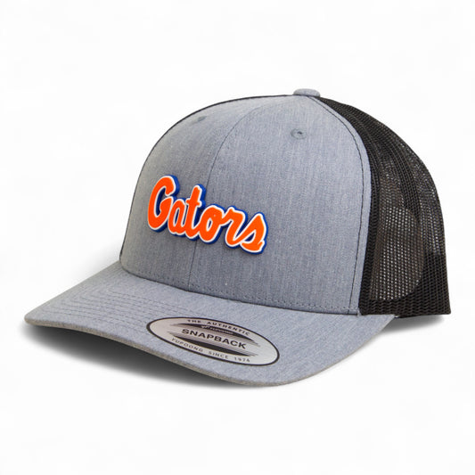 Florida Gators Script Orange 3D YP Snapback Trucker Hat- Heather Grey/ Black