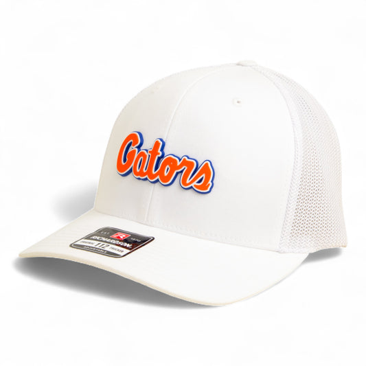 Florida Gators Script Orange 3D Snapback Trucker Hat- White