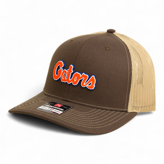 Florida Gators Script Orange 3D Snapback Trucker Hat- Brown/ Tan