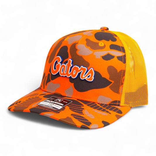 Florida Gators Script Orange 3D Snapback Trucker Hat- Blaze Duck Camo/ Blaze