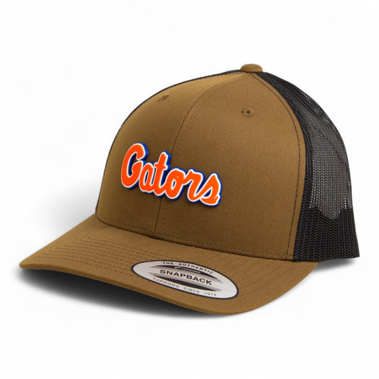 Florida Gators Script Orange 3D YP Snapback Trucker Hat- Coyote/ Black
