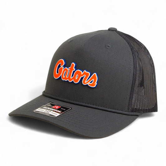 Florida Gators Script Orange 3D Snapback Trucker Rope Hat- Charcoal