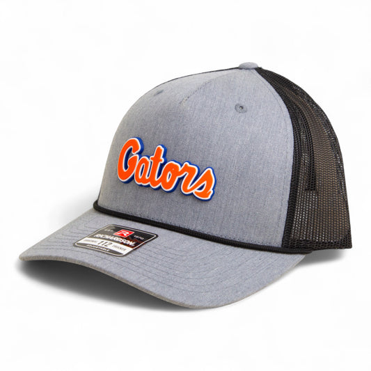 Florida Gators Script Orange 3D Snapback Trucker Rope Hat- Heather Grey/ Black