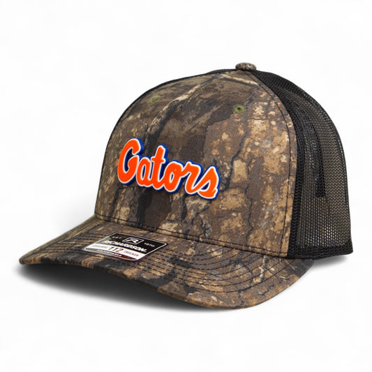 Florida Gators Script Orange 3D Snapback Trucker Hat- Realtree Timber/ Black