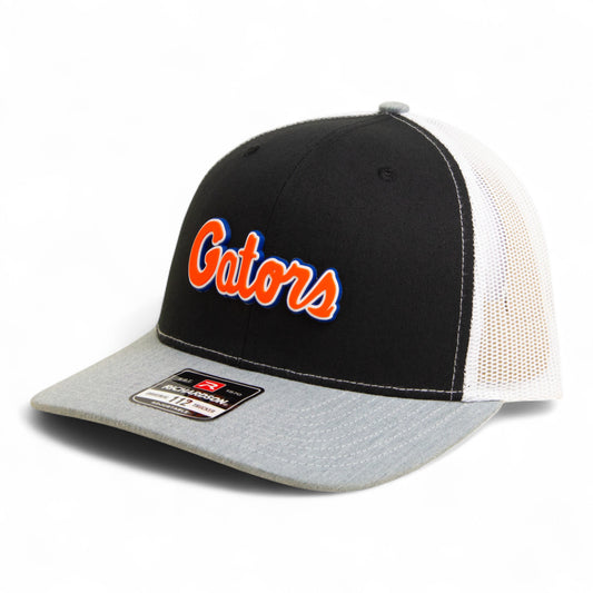 Florida Gators Script Orange 3D Snapback Trucker Hat- Black/ White/ Heather Grey
