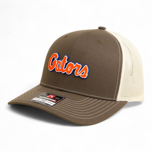 Florida Gators Script Orange 3D Snapback Trucker Hat- Chocolate Chip/ Birch